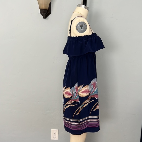 YUMI KIM Ruffle Boarder Print Hem Silk Dress - Size Large - Picture 4 of 15